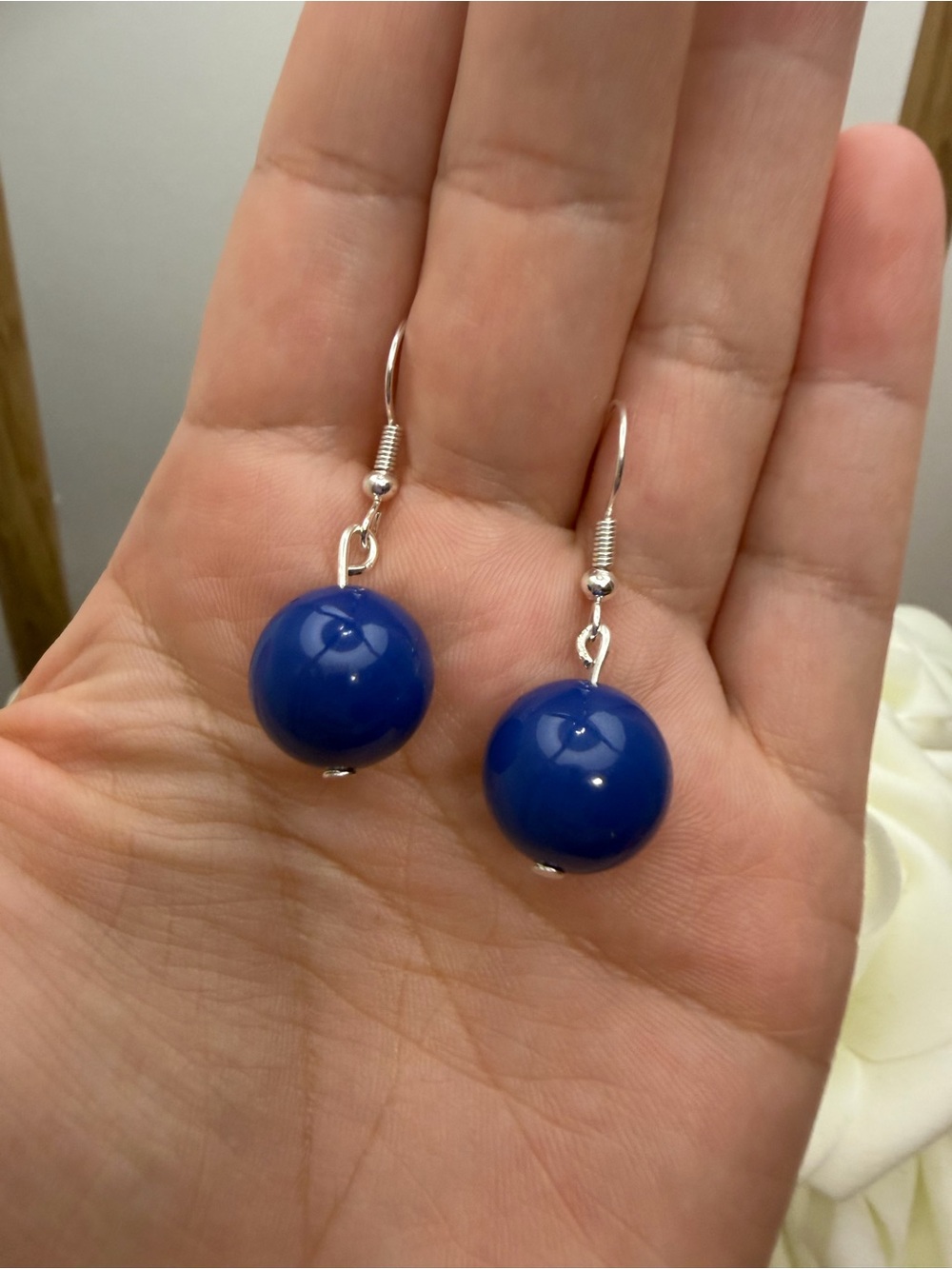 Blue Bead Drop Earrings - Classic Women's Jewelry
